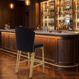 HOME LUXE INTERIOR Fabio Black Velvet Barstool with Gold Frame - Luxury Breakfast Stool - thumbnail 4