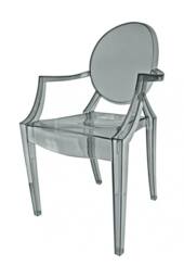 Fusion Living Ghost Style Plastic Louis Armchair in Grey - thumbnail 2