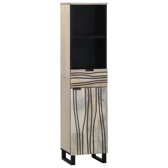 Berkfield Home Bathroom Cabinet with Drawer with Shelf with Storage with Door Brown, Black 38 x 33.5 x 160 cm in Brown - image 1