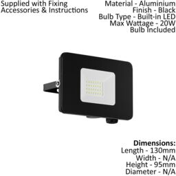 Loops 2 PACK IP65 Outdoor Wall Flood Light Black Adjustable 20W LED Porch Lamp - thumbnail 2