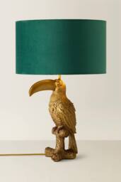 ValueLights Tuki Toucan Velvet Metallic Drum Lamp Shade Brushed Bronze Table Lamp in Bottle Green - thumbnail 3