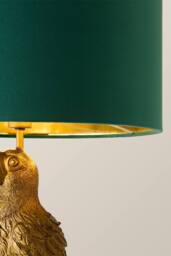ValueLights Tuki Toucan Velvet Metallic Drum Lamp Shade Brushed Bronze Table Lamp in Bottle Green - thumbnail 4