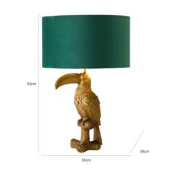 ValueLights Tuki Toucan Velvet Metallic Drum Lamp Shade Brushed Bronze Table Lamp in Bottle Green - thumbnail 7