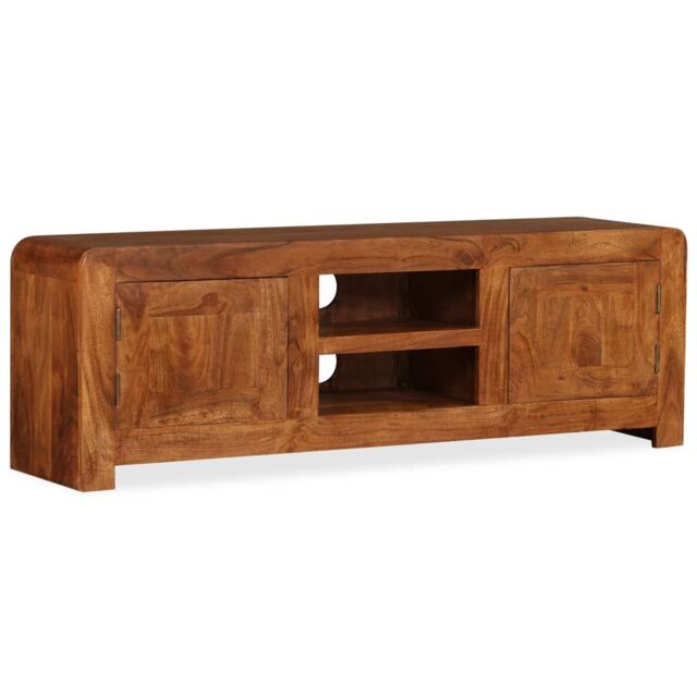Berkfield Home TV Cabinet Solid Wood with Honey Finish 120x30x40 cm in Brown - Size: 120 x 30 x 40 cm - image 1