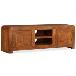 Berkfield Home TV Cabinet Solid Wood with Honey Finish 120x30x40 cm in Brown - Size: 120 x 30 x 40 cm - thumbnail 2