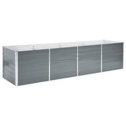 Berkfield Home Garden Raised Bed Galvanised Steel 320x80x77 cm Grey - Size: 320 x 80 x 77 cm