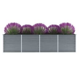 Berkfield Home Garden Raised Bed Galvanised Steel 320x80x77 cm Grey - Size: 320 x 80 x 77 cm - thumbnail 2