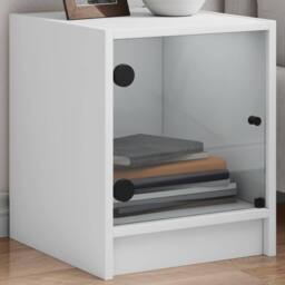 Berkfield Home Bedside Cabinets with Glass Doors 2 pcs White 35x37x42 cm - Size: 35 x 37 x 42 cm - thumbnail 2