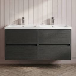 Balterley Chartley 4 Drawer Wall Hung Vanity Basin Unit, Graphite Grey, 1200mm in Grey - thumbnail 6