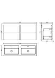 Balterley Chartley 4 Drawer Wall Hung Vanity Basin Unit, Graphite Grey, 1200mm in Grey - thumbnail 5