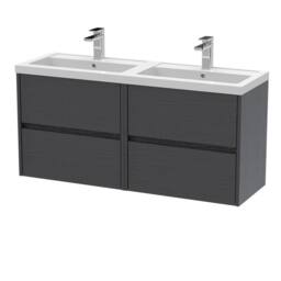Balterley Chartley 4 Drawer Wall Hung Vanity Basin Unit, Graphite Grey, 1200mm in Grey