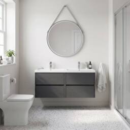 Balterley Chartley 4 Drawer Wall Hung Vanity Basin Unit, Graphite Grey, 1200mm in Grey - thumbnail 4