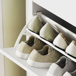 Wyld Haus Rimi White & Oak 2 Drawer Shoe Cabinet with Faux Leather Handles - thumbnail 8