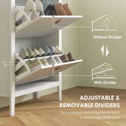 Wyld Haus Rimi White & Oak 2 Drawer Shoe Cabinet with Faux Leather Handles - thumbnail 5
