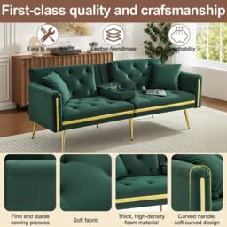BTM Two seater sofa bed with adjustable backrest & cup holders in Green - thumbnail 8