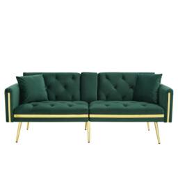 BTM Two seater sofa bed with adjustable backrest & cup holders in Green - thumbnail 9