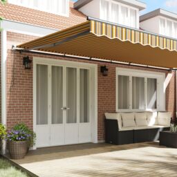 Berkfield Home Manual Retractable Awning Multicolour Stripe 600x300 cm in Yellow - thumbnail 3