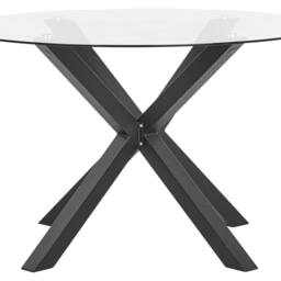 Wyld and Coco 120cm Round Garden Table - Black Aluminium Frame Taupe Glass Top - thumbnail 2