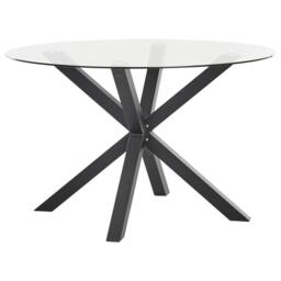 Wyld and Coco 120cm Round Garden Table - Black Aluminium Frame Taupe Glass Top - thumbnail 4
