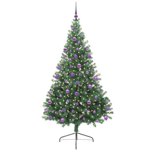 Berkfield Home Beautiful Artificial Pre-lit Christmas Tree Green 210 cm PVC - image 1
