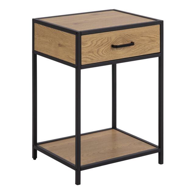 Furniture To Go Seaford Bedside Table with 1 Drawer in Black & Oak - image 1