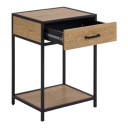 Furniture To Go Seaford Bedside Table with 1 Drawer in Black & Oak - thumbnail 5