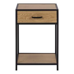 Furniture To Go Seaford Bedside Table with 1 Drawer in Black & Oak - thumbnail 3