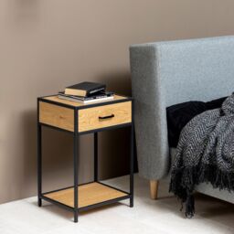 Furniture To Go Seaford Bedside Table with 1 Drawer in Black & Oak - thumbnail 6
