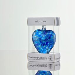 Sienna Glass 8cm Friendship Heart With Love Blue - thumbnail 4