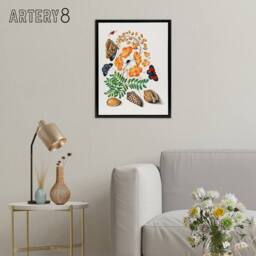 "Artery8 Flowers Butterflies & Seashells Bolton Black Framed Canvas Wall Art - Size: W18"" x H24""" - thumbnail 3