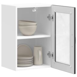Berkfield Home Kitchen Wall Cabinet with Glass Door¬†Porto Black - thumbnail 5