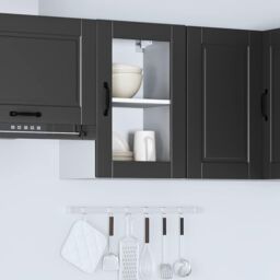 Berkfield Home Kitchen Wall Cabinet with Glass Door¬†Porto Black - thumbnail 4