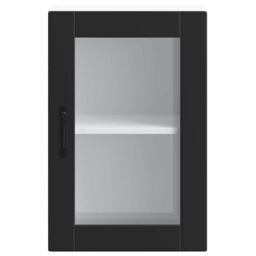 Berkfield Home Kitchen Wall Cabinet with Glass Door¬†Porto Black - thumbnail 6