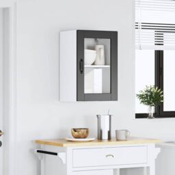 Berkfield Home Kitchen Wall Cabinet with Glass Door¬†Porto Black - thumbnail 3