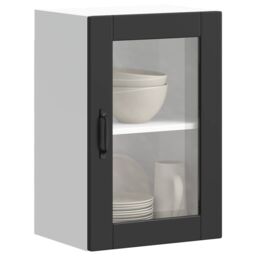 Berkfield Home Kitchen Wall Cabinet with Glass Door¬†Porto Black