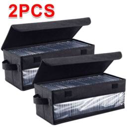 KORVIXA 2x DVD CD DISC Holder Plastic Storage in Black - thumbnail 1