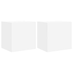 Berkfield Home TV Wall Cabinets with LED Lights 2 pcs White 40.5x35x40 cm - thumbnail 2
