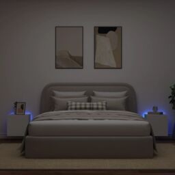 Berkfield Home TV Wall Cabinets with LED Lights 2 pcs White 40.5x35x40 cm - thumbnail 3