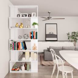 Berkfield Home Classic Book Cabinet/Room Divider White 80x24x192 cm Engineered Wood - Size: 80 x 24 x 192 cm - thumbnail 4