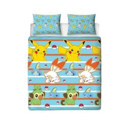 Pokemon Characters Reversible Duvet Set in Blue - Size: Double
