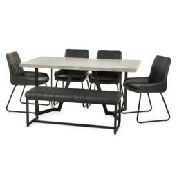 Cheshire Premium Stratton 160cm Concrete Effect Dining Table in Grey - thumbnail 4