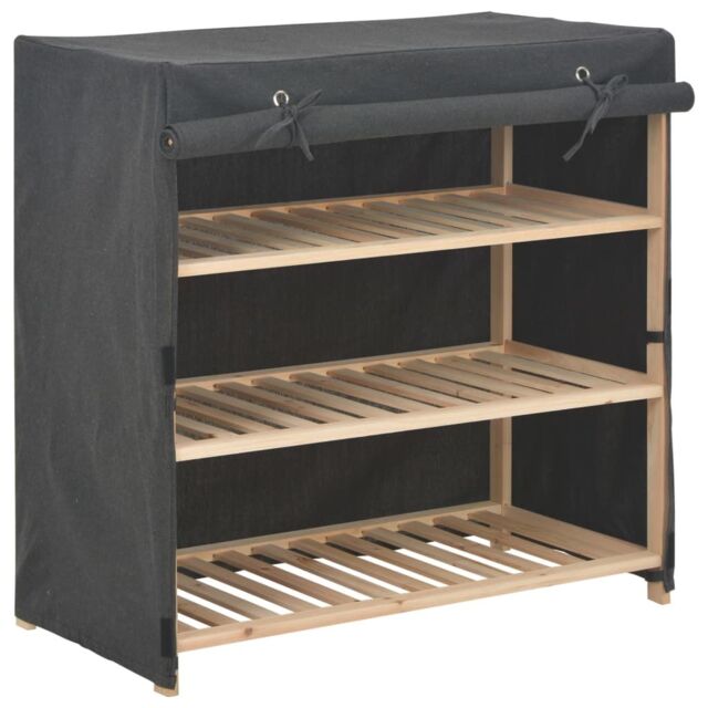 Berkfield Home Shoe Cabinet with Cover Grey 79x40x80 cm Fabric - Size: 79 x 40 x 80 cm - image 1