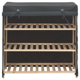 Berkfield Home Shoe Cabinet with Cover Grey 79x40x80 cm Fabric - Size: 79 x 40 x 80 cm - thumbnail 2