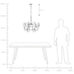 Wyld and Coco Six-Light Pendant Chandelier - Silver Fabric Shades - thumbnail 9