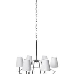 Wyld and Coco Six-Light Pendant Chandelier - Silver Fabric Shades - thumbnail 2