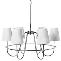 Wyld and Coco Six-Light Pendant Chandelier - Silver Fabric Shades - thumbnail 4