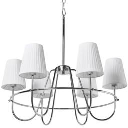 Wyld and Coco Six-Light Pendant Chandelier - Silver Fabric Shades - thumbnail 6