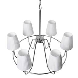 Wyld and Coco Six-Light Pendant Chandelier - Silver Fabric Shades - thumbnail 5
