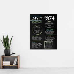 "Artery8 Men's Wall Art Print 50th Birthday Anniversary Idea Chalk Board Aesthetic For Him Born in 1974 in Black - Size: W12"" x H16""" - thumbnail 4