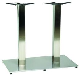 netfurniture Zuton Twin Rectangular Stainless Steel Table Base in Silver